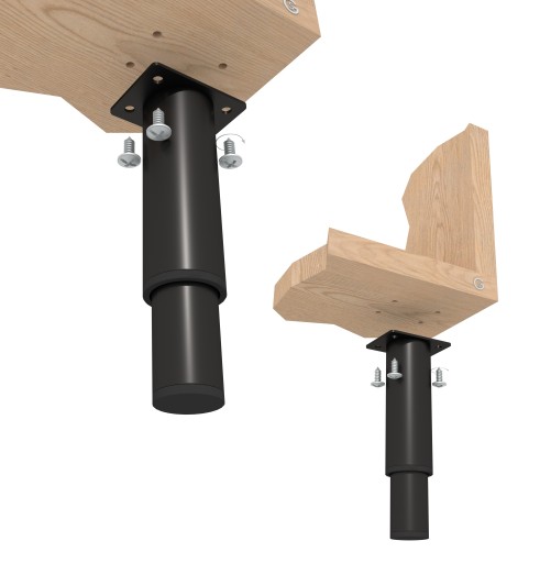 Noha, nastaviteľná oceľová noha s montážnou doskou, čierna, loft, 180-320 mm