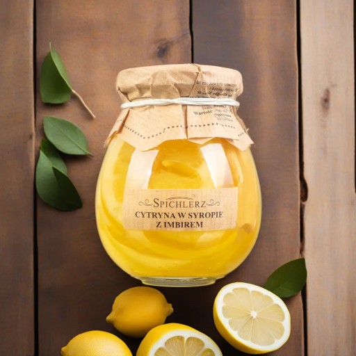 Citróny v sirupe so zázvorom, plátky citróna na čaj, 260 g, prírodný