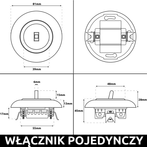 LOFT RETRO VINTAGE JEDNODUCHÝ SPÍNAČ ČIERNA JLM