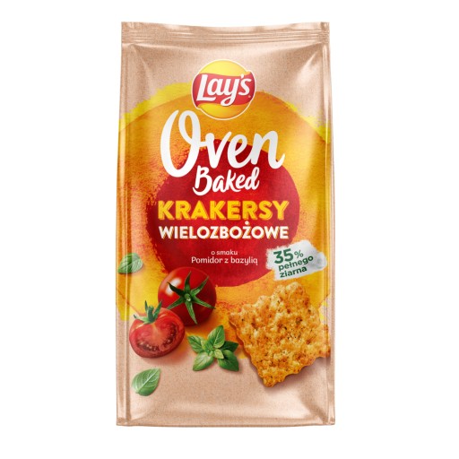 LAY'S Oven Pečené viaczrnné krekry s príchuťou paradajok a bazalky 80G