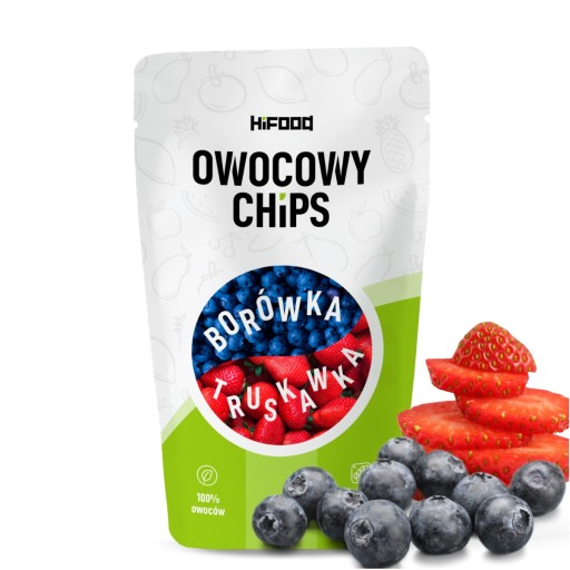 Čučoriedka - Jahoda Mrazom sušené ovocie OVOCNÉ ČIPSKY 40g HiFOOD ZDRAVÉ