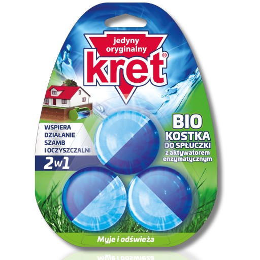 Kret BIO WC blok do splachovacej nádrže, farbenie vody, podpora chodu septiku, 3x50g