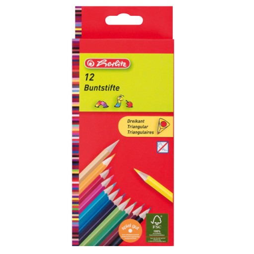 Trojuholníkové ceruzkové pastelky, 12 farieb, Herlitz