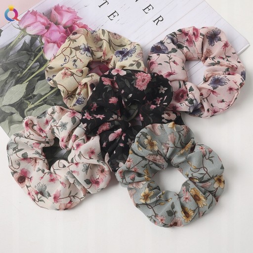 Vlasy scrunchie scrunchie scrunchie, zelená, bodkovaná, boho