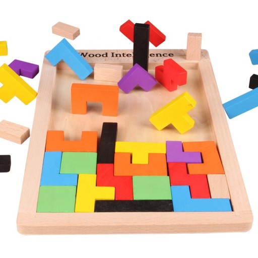 PUZZLE DREVENÉ BLOKY MONTESSORI TETRIS PUZZLE