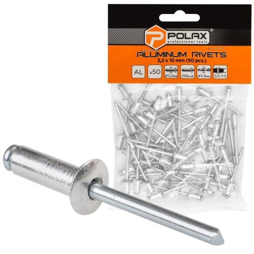 POLAX HLINÍKOVÉ SLEPÉ NITY 3,2x10MM 50KS/BAL.
