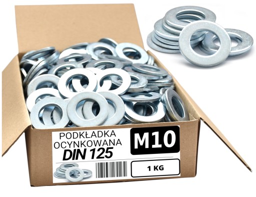 M10 podložka pozinkovaná DIN 125 1KG/210 kusov | okrúhla a plochá oceľ