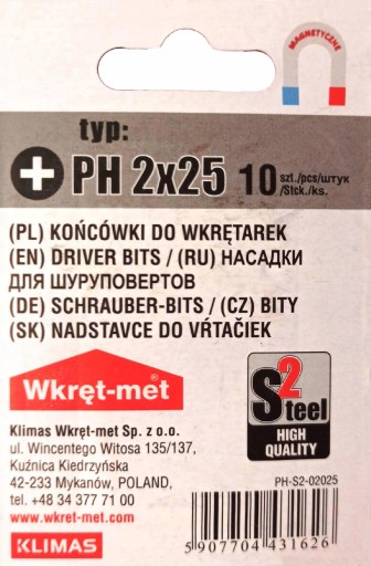 HROTY SKRUTKOVAČA BIT PH2 25MM 10 KS kríž