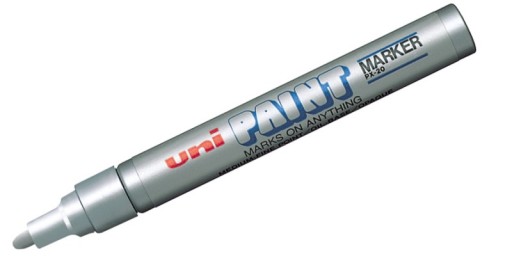 Strieborný olejový značkovač Uni PX-20, okrúhly hrot