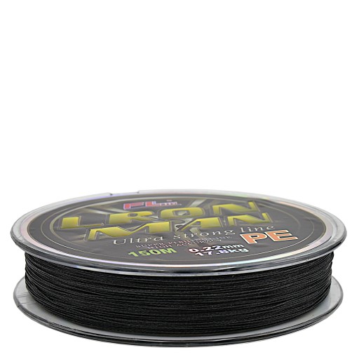 čierny pletený vlasec LRON MAN 150m PRO FL 0,12mm 8,4kg