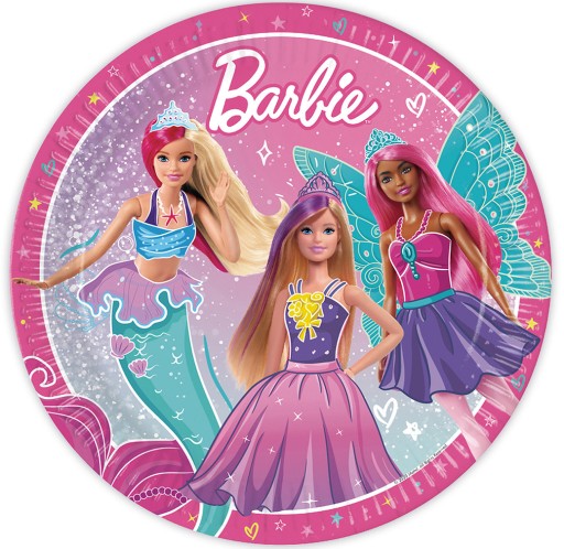 Narodeninové taniere pre bábiky Barbie 8 kusov 23 cm