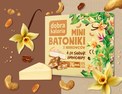 6x Mini tyčinky Vanilkový tvarohový koláč 0% cukor Kešu oriešky Dobrá kalória