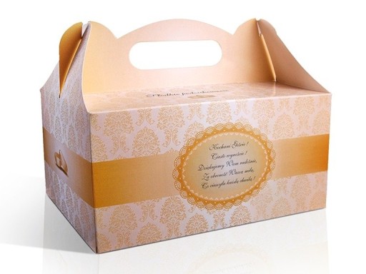 ZLATÁ krabička na balenie svadobnej torty CAKE