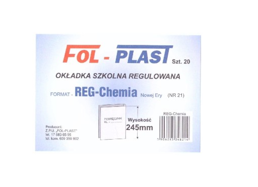 NASTAVITEĽNÝ fóliový obal 245mm CHÉMIA Č.21 škol