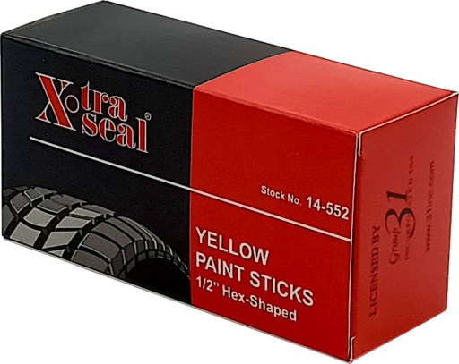 Žltý voskový kriedový fix Xtra Seal fix na značenie pneumatík, gumený