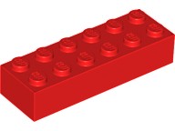 LEGO 2456 BRICK 2x6 červená (20g) 5 ks.