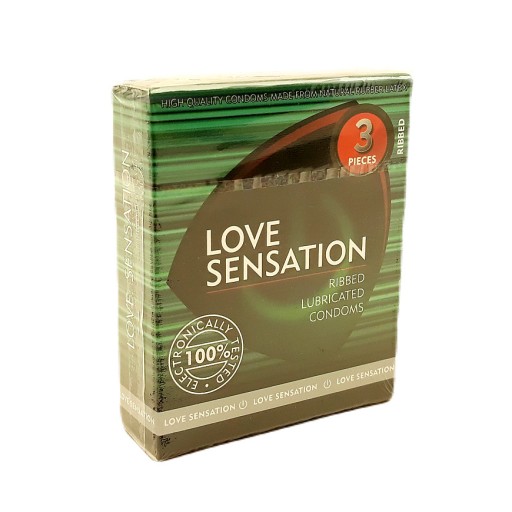 LOVE SENSATION RIBBED kondómy 3 ks