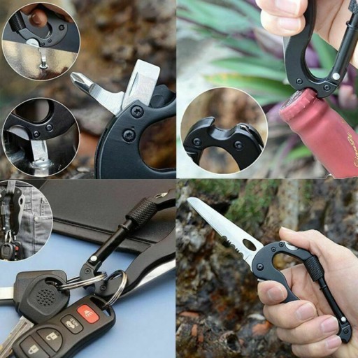 MULTITOOL OSTRÝ KARABÍNOVÝ Nôž 6V1 PREŽITIE
