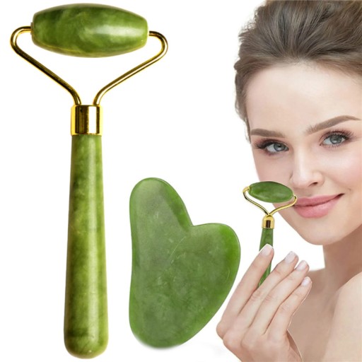 JADE MASÁŽNY VALEC NA TVÁR + GUA SHA