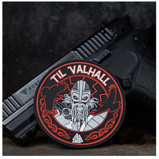 ZÁPLATA NA VELCRO PVC ZNAK WARRIOR TIL VALHALL M-TAC ČIERNA/ČERVENÁ