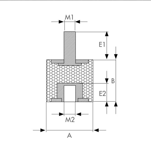 Vibračný izolátor typ B 30x20 mm M8x23 M8x8