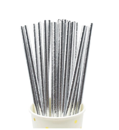 Strieborné papierové slamky eco eco 25 ks