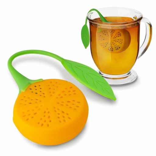 Silikónový TEA INFUNER na hrnček, ORANŽOVÝ