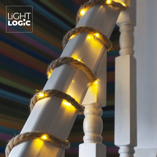 LANOVÁ LED solárna girlanda, jutové lano 3m IP44 WW