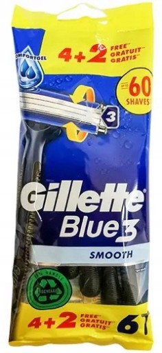 Holiace strojčeky Gillette Blue3 Smooth 4+2 ks vrecúško