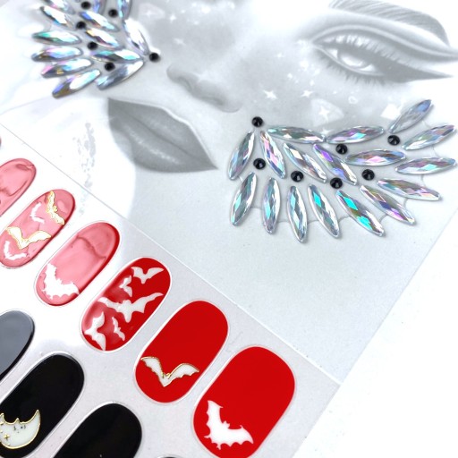 KRYŠTÁLY na tvár BAT HALLOWEEN NAILS