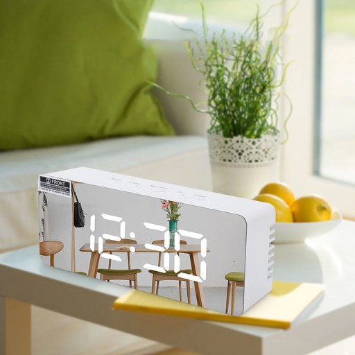 BUDÍK ELEKTRONICKÉ HODINY TEPLOMER ZRKADLO LED
