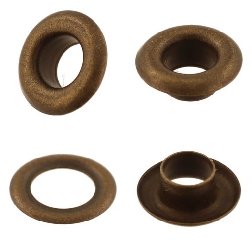 Krátke kožené očká, fi4mm, 100 kusov, staré zlato