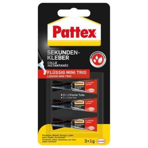 Pattex sekundové lepidlo 3x1g štrbinové sklo...
