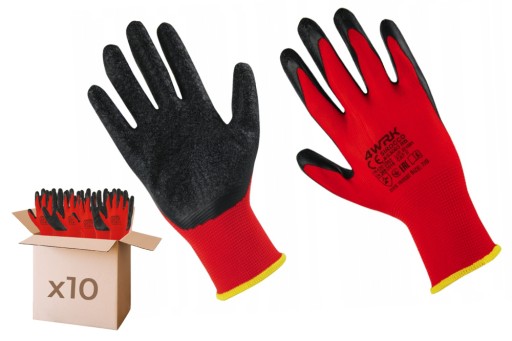 RUKAVICE SILNÉ latexové PRACOVNÉ RUKAVICE LATEX LITE 10 PÁROV XL-10