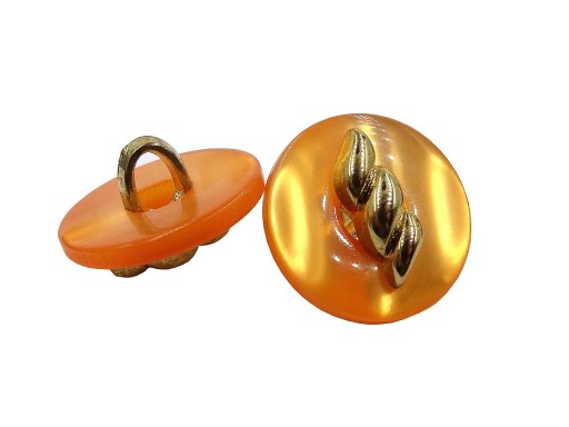 15mm Ozdobné gombíky 12 kusov, ORANŽOVÁ farba SO ZLATÝM STREDOM K2676 15011