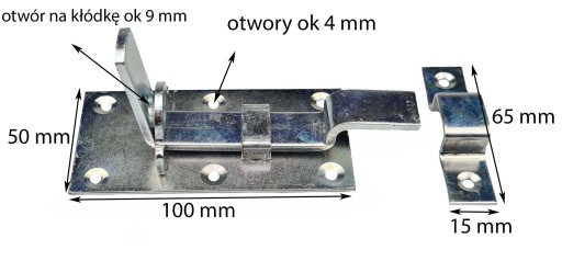 ZÁPADKA DVERÍ S VISIACÍM ZÁMOKOM OHNUTÁ ZÁPADKA 100 mm