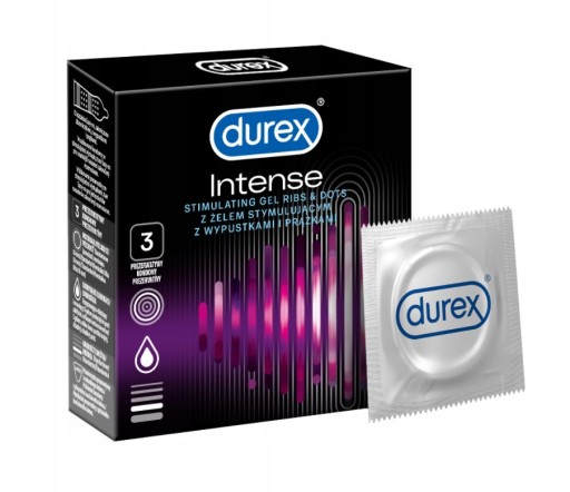 Durex Durex Intense kondómy 3 ks s rebrami a stimulačným gélom