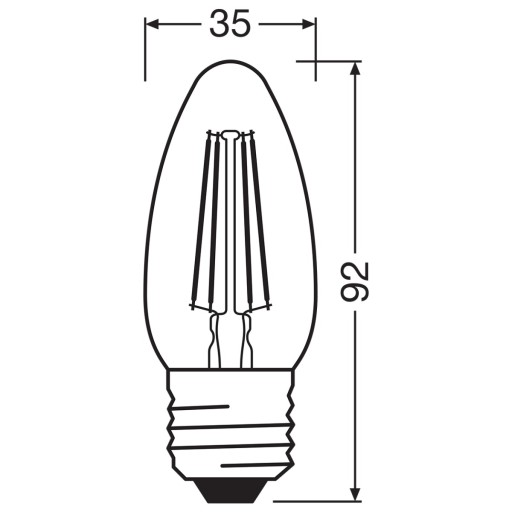 LED SVIEČKOVÁ žiarovka E27 4W 2700K Filament OSRAM