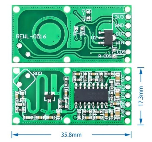 394 RCWL-0506 mikrovlnný Dopplerov radar Arduino