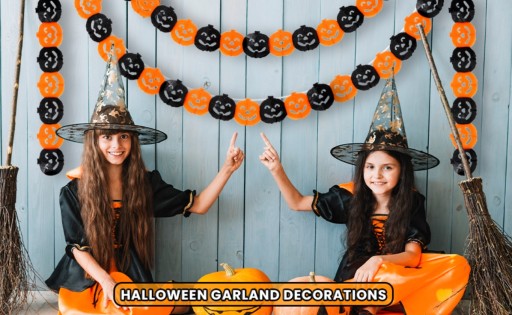Girlandový hodvábny papier tekvica Halloween Banner papierová dekorácia 300cm