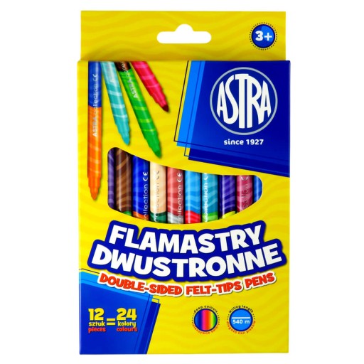 Astra obojstranné popisovače, 12 kusov = 24 farieb