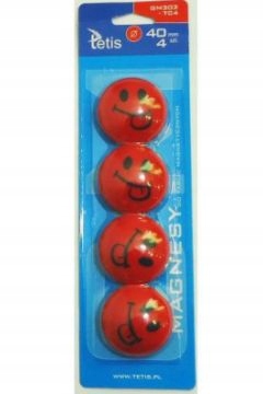 TETIS SMILE MAGNETY NA CHLADNIČKU 4 KS. 40 mm ČERVENÁ