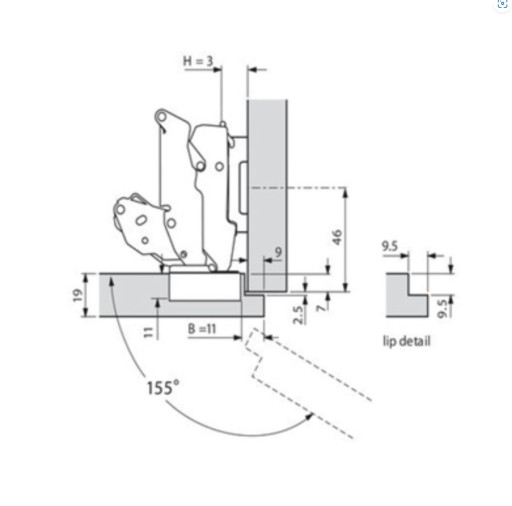 BLUM 70T7550 nábytkový pánt BLUMOTION Clip-T 155° bez pružiny