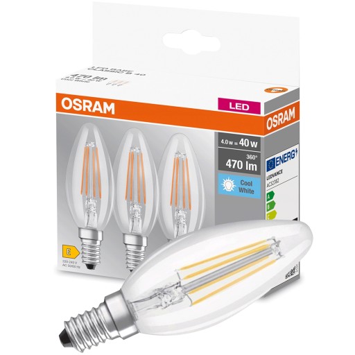 Žiarovky Osram Ledvance 4W=40W 4000K LED B40 E14 x3