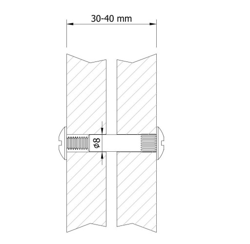 10 x nábytkové spojky fi8 mm M6 (30-40 MM) pre skrinky