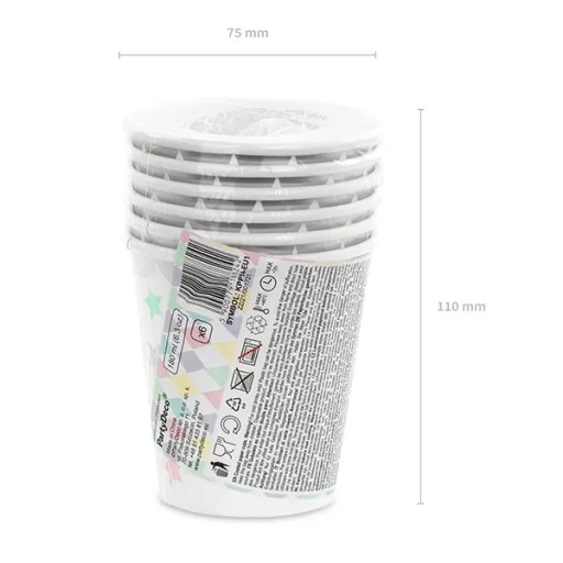 Papierové poháre na narodeniny Jednorožec Narodeninové jednorožce 180ml 6 ks