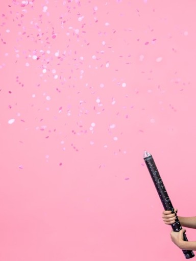 RUŽOVÁ KONFETTIOVÁ STRÚĽKA PRE JEDNOROČNÉ DIEVČATÁ GENDER REVEAL 60 CM