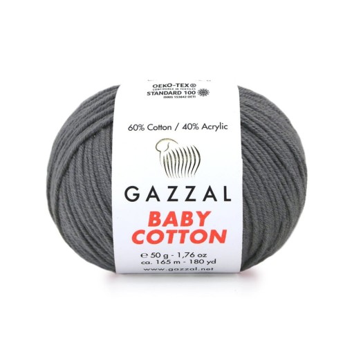 Gazzal Baby Bavlnená priadza 3450 - 50g tmavošedá