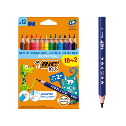 BIC KIDS EVO TROJUHOLNÍKOVÉ HRUBÉ PEČUZKY PRE DETI ECO 12 FAREB