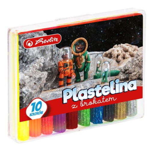 Plastelína školská trblietka 9,5cm 10 120g HERLITZ